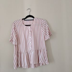 Madewell studio ruffle hem top Cecilia stripe, L